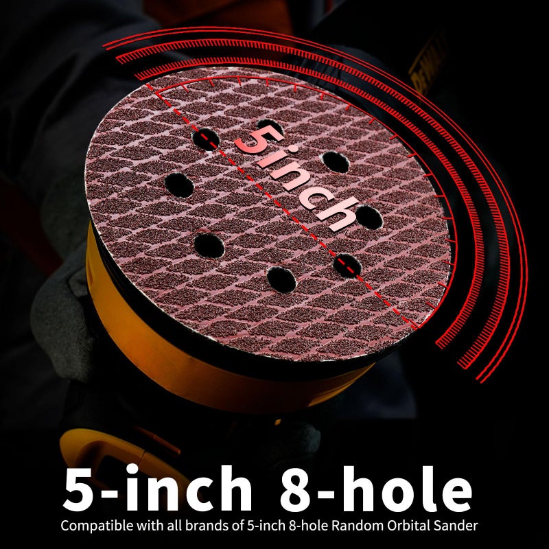 Faoyoon 600 grit Sanding Disc 5 Inch 8 Hole Hook and Loop, Diamond Shape Sand Paper for Woodworking & Automotive etc, Sanding Pads for Random Orbital Sander, 100-Pack - Image 4